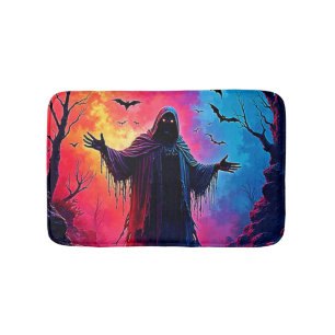 Haunting Demon Cloaked In Shadows Design Bath Mat