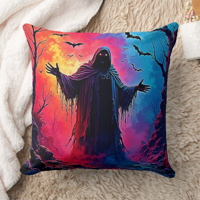 Haunting Demon Cloaked In Shadows Design Cushion (Blanket)
