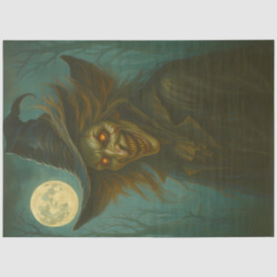 Haunting Evil Witch Under Full Moon Dark Halloween Tissue Paper