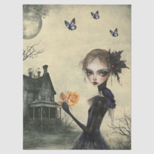Haunting Fantasy Gothic Raven & Victorian Girl  Tissue Paper