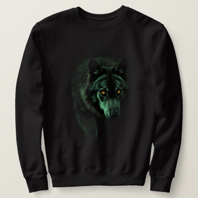 "Haunting Gaze of the Night Wolf" Sweatshirt (Design Front)