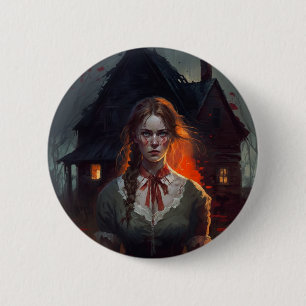 Haunting house 6 cm round badge