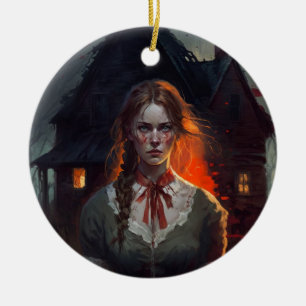 Haunting house ceramic tree decoration