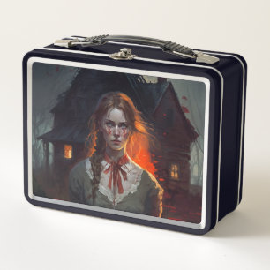 Haunting house metal lunch box