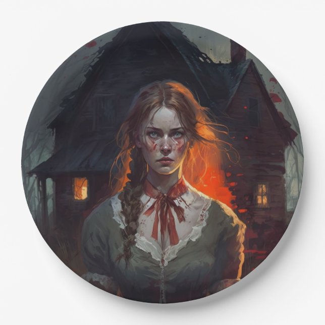 Haunting house paper plate (Front)