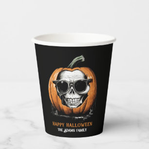 Haunting Jack O' Lantern Grinning Skull Halloween Paper Cups