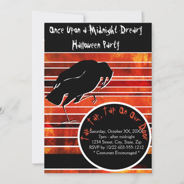 Haunting Raven Poe Inspired Nevermore Halloween In Invitation (Front)