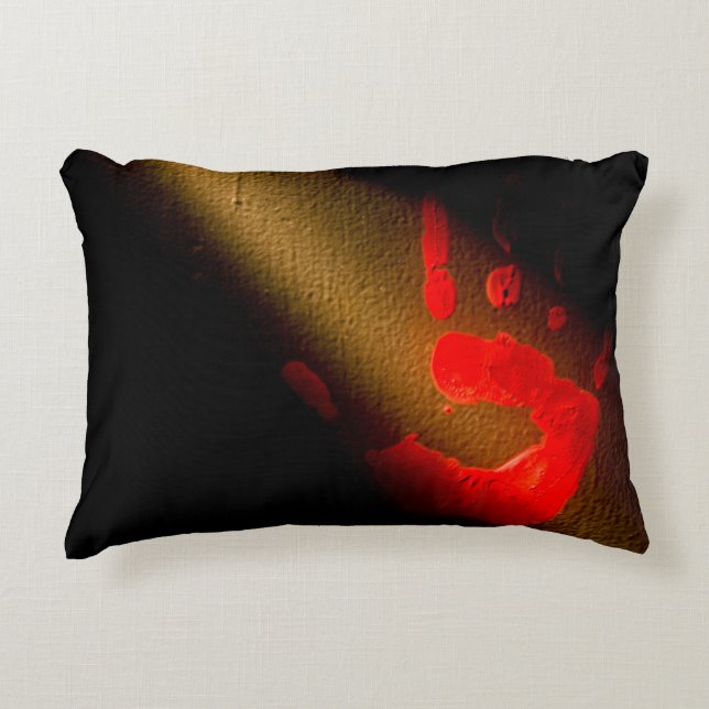 Haunting Red Hand Print Decorative Cushion (Front)