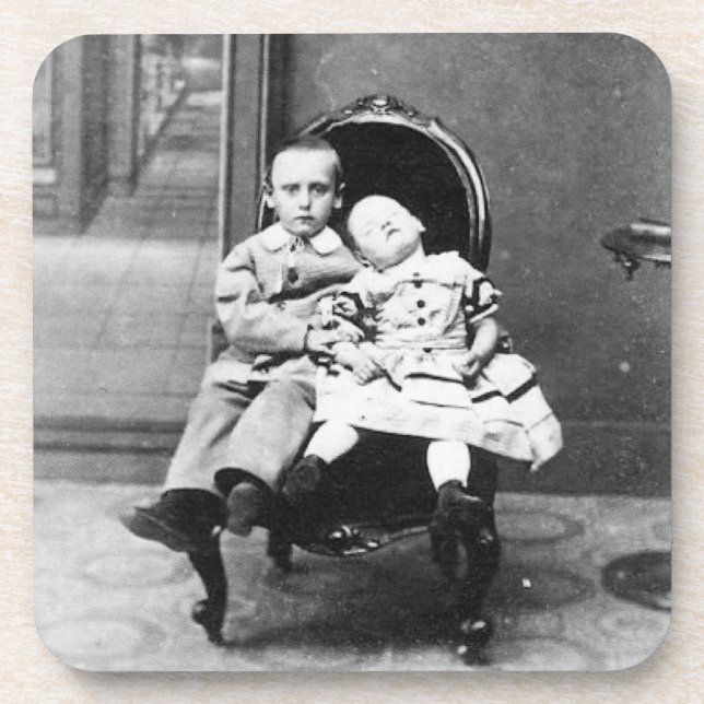 Haunting Vintage Sibling Portrait  Coaster (Front)