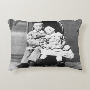 Haunting Vintage Sibling Portrait Decorative Cushion