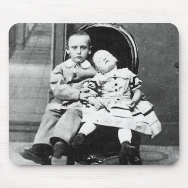 Haunting Vintage Sibling Portrait  Mouse Mat (Front)