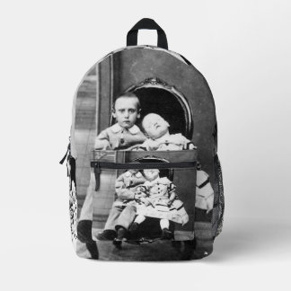 Haunting Vintage Sibling Portrait  Printed Backpack