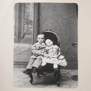 Haunting Vintage Sibling Portrait Sherpa Blanket