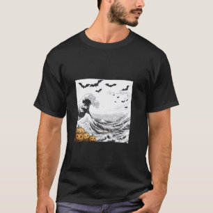 Haunting Wave by Hokusai Halloween Cats T Shirt