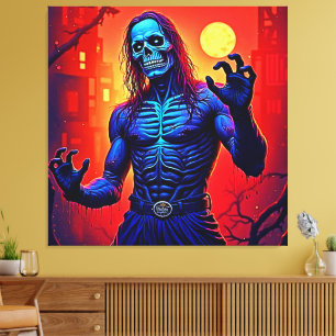 Haunting Zombie Demon In The City Design Canvas Print