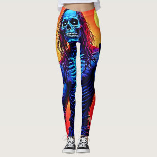 Haunting Zombie Demon In The City Design Leggings