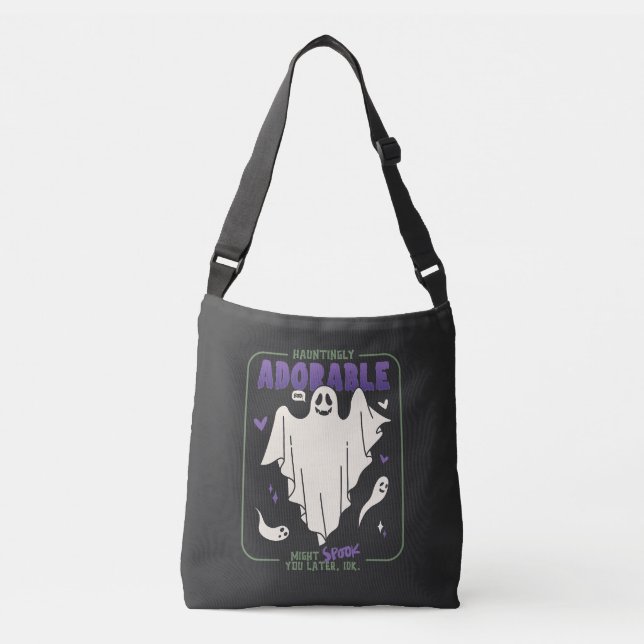 Hauntingly Adorable Funny Halloween Ghost Sayings Crossbody Bag (Front)
