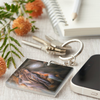 Hauntingly Beautiful Abstract In Ochre and Brown Key Ring