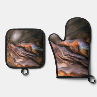 Hauntingly Beautiful Abstract In Ochre and Brown Oven Mitt & Pot Holder Set