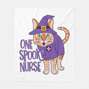 Hauntingly Cute One Spooky Nurse Cat   Fleece Blanket