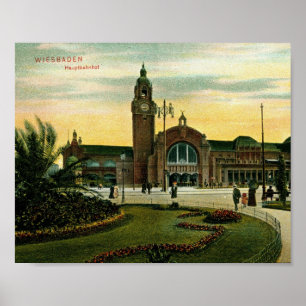 Hauptbahnhof, Wiesbadem, Germany Vintage Poster