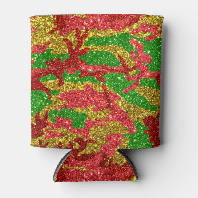 Haus Of Camo Gold Xmas Pattern Can Cooler (Front)