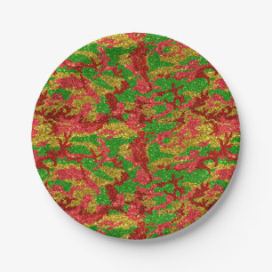 Haus Of Camo Gold Xmas Pattern Paper Plate