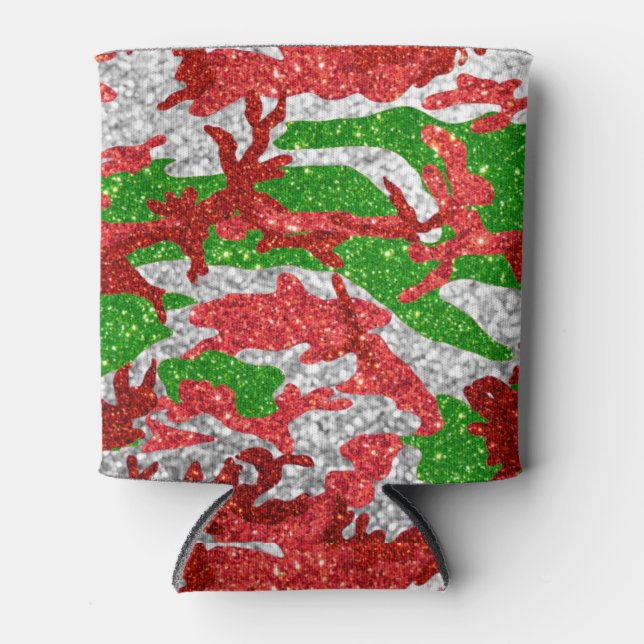 Haus Of Camo Silver Xmas Pattern Can Cooler (Front)