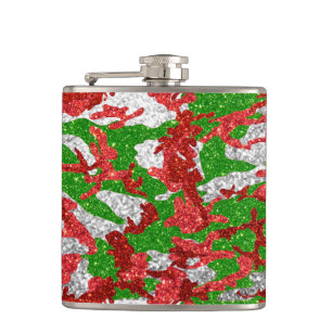 Haus Of Camo Silver Xmas Pattern Hip Flask
