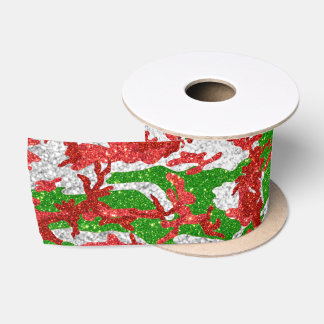 Haus Of Camo Silver Xmas Pattern Satin Ribbon