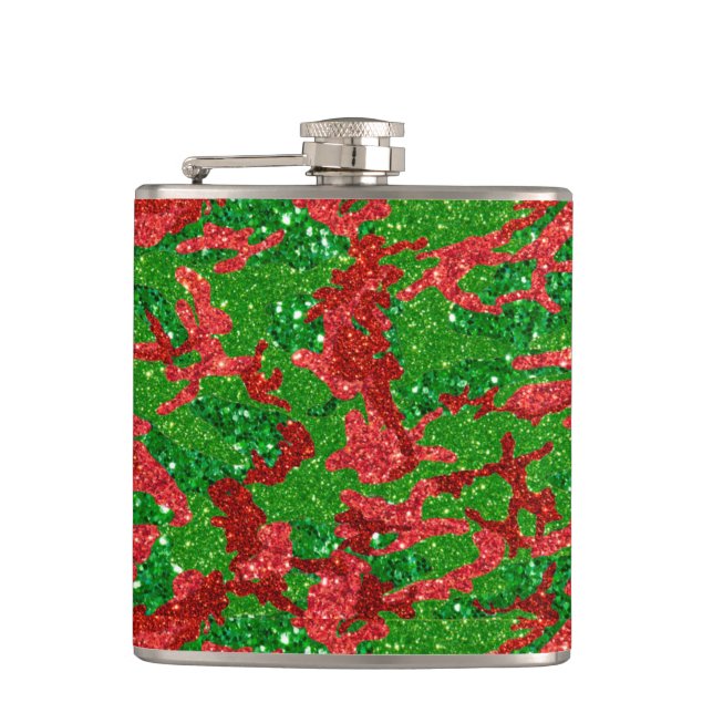 Haus Of Camo Xmas Glitter Camouflage Hip Flask (Front)