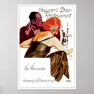 Hauser's Bar Restaurant Vintage Food Ad Art Poster