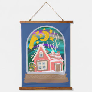 Hauskaa Joulua Merry Christmas Finnish cabin Hanging Tapestry