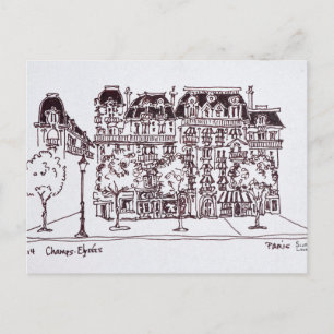 Haussmann Architecture Champs Elysees, Paris Postcard