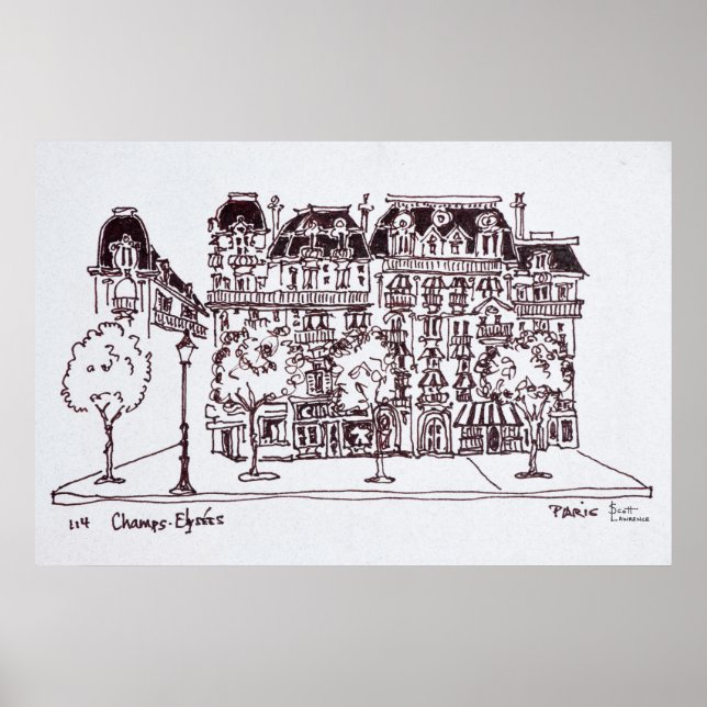 Haussmann Architecture | Champs Elysees, Paris Poster (Front)