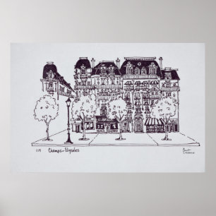 Haussmann Architecture Champs Elysees Poster