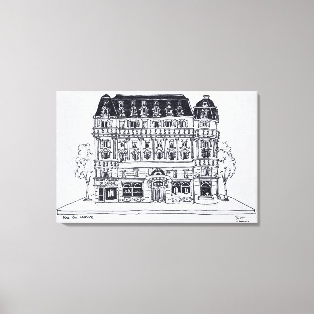 Haussmann Architecture | Rue du Louvre, Paris Canvas Print (Front)