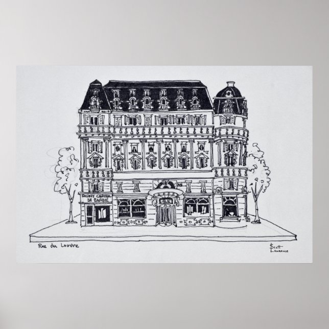 Haussmann Architecture | Rue du Louvre, Paris Poster (Front)