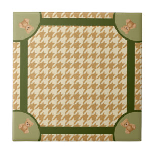Haut Houndstooth with Teddy Bear, Tile