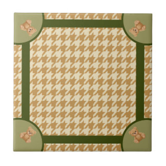 Haut Houndstooth with Teddy Bear, Tile