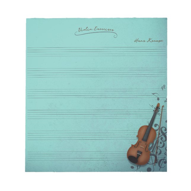 Haute Bohème Turquoise Violin Parts & Exercises Notepad (Front)