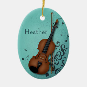 Haute Bohème Violinist Turquoise Ceramic Tree Decoration