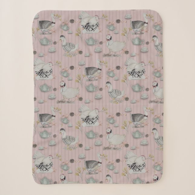 Haute Couture Chicken print Sherpa Blanket (Front)