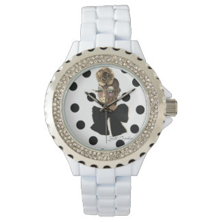 HAUTE Polka Dot Watch Rhinestone White