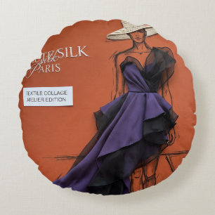 "Haute Silk Paris" Burnt Orange Round Cushion