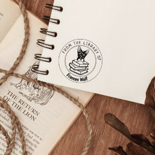 Havana Brown Cat, Book From the Library Of   Rubber Stamp