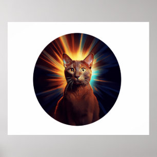 Havana Brown Cat (Breed With Starry Background Poster