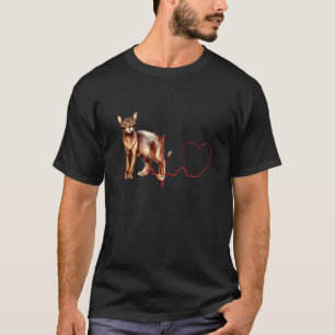 Havana Brown Cat Heartbeat EKG Funny Pet Owner T-Shirt