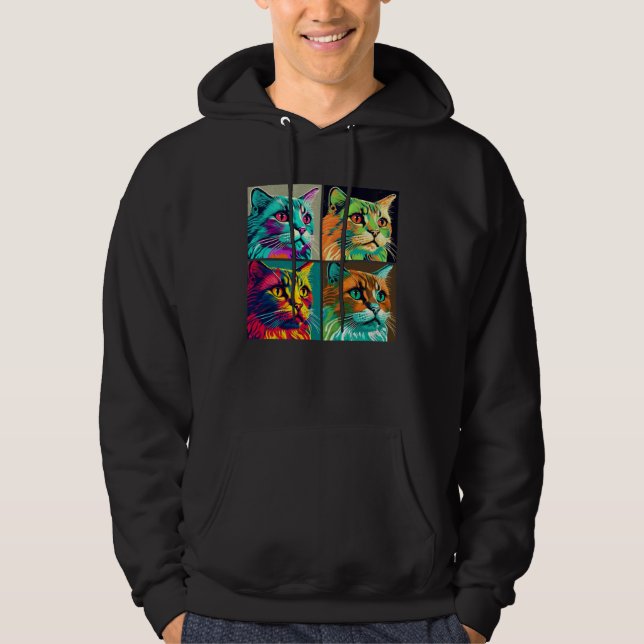 Havana Brown Cat Pop Illustration Colorful Animal Hoodie (Front)