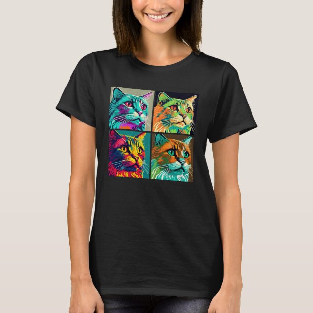 Havana Brown Cat Pop Illustration Colorful Animal T-Shirt (Front)